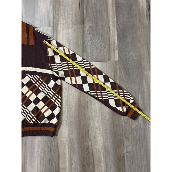 Dodo Bar Or Paula Jacquard-Knit Zip Jacket 2 Tone Brown Geometric Pattern 46. - Picture 6 of 16